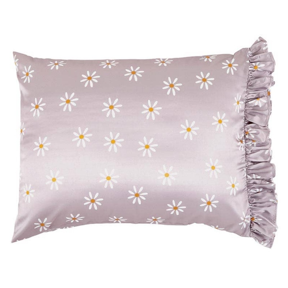 SALE Bella Sleep + Spa Lavender Daisy Ruffled Satin Pillowcase NWT